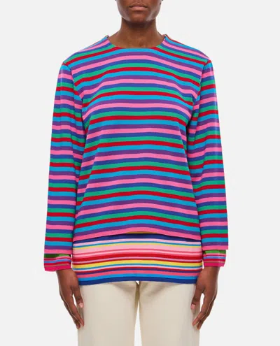 Comme Des Garçons Stripe Double Layer Wool Top In Multicolour