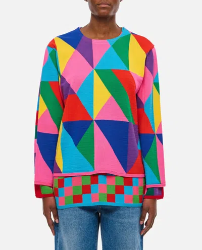 Shop Comme Des Garçons Double Layer Pattern Sweater In Multicolour