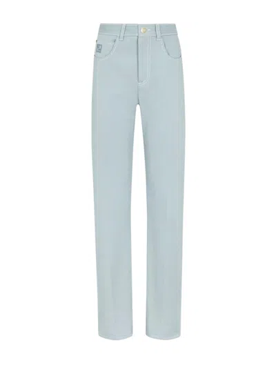 Shop Fendi Pantalone Color Denim In Pale Blue