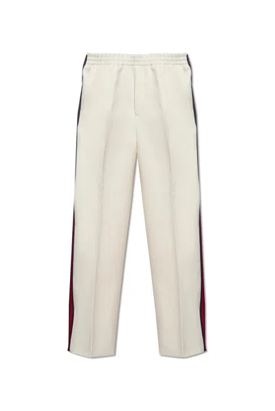 Shop Gucci Side-stripe Trousers In White