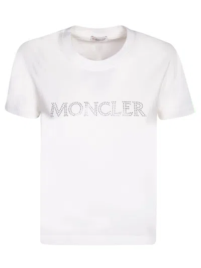 Shop Moncler Front Logo White T-shirt