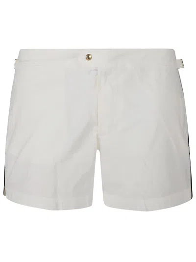 Shop Tom Ford Side Stripe Classic Shorts In White/black