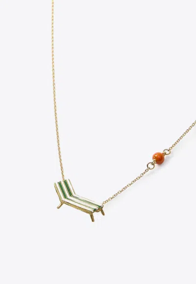 Shop Aliita 9-karat Yellow Gold Beach Chair Necklace In Multicolor