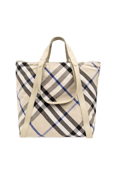 Shop Burberry Festival Checked Top Handle Bag In Multi