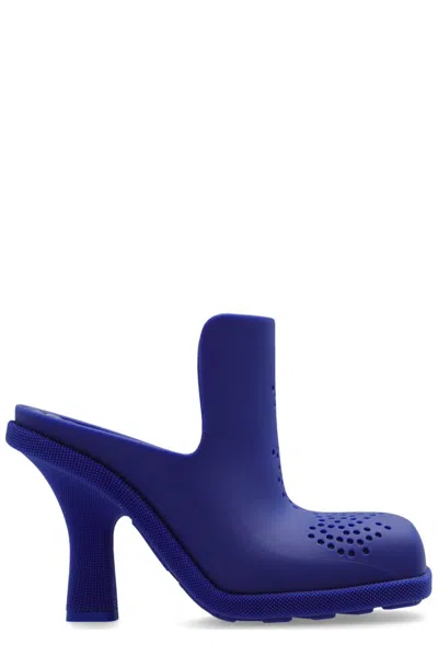 Shop Burberry Highland Perforated Detailed Mules In Blue