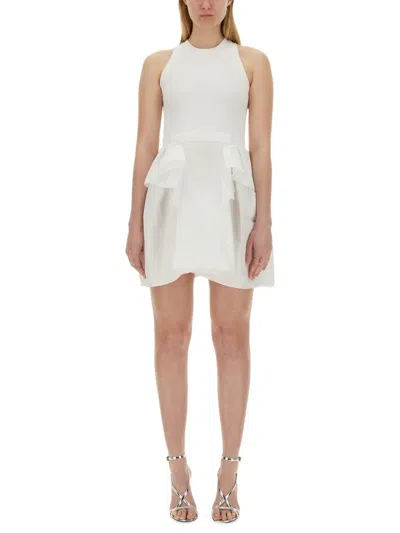 Shop Alexander Mcqueen Panelled Peplum Sleeveless Mini Dress In White