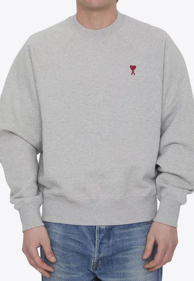 Shop Ami Alexandre Mattiussi Ami De Coeur Logo-embroidered Sweatshirt In Gray