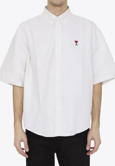 Shop Ami Alexandre Mattiussi Ami De Coeur Short-sleeved Shirt In White