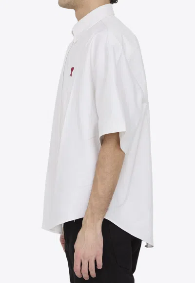 Shop Ami Alexandre Mattiussi Ami De Coeur Short-sleeved Shirt In White