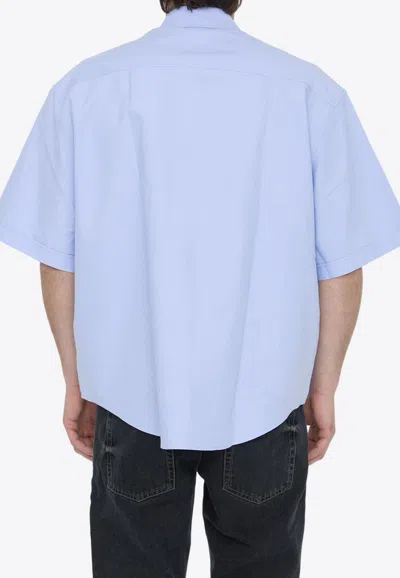 Shop Ami Alexandre Mattiussi Ami De Coeur Short-sleeved Shirt In Light Blue