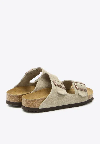 Shop Birkenstock Arizona Double-strap Leather Sandals In Gray