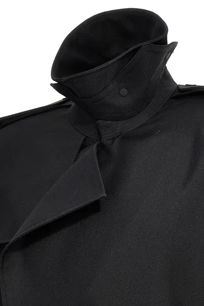 Shop Burberry Men Double-breasted Maxi Trench Coat In Black