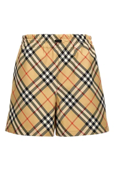 Shop Burberry Women  Check Bermuda Shorts In Cream