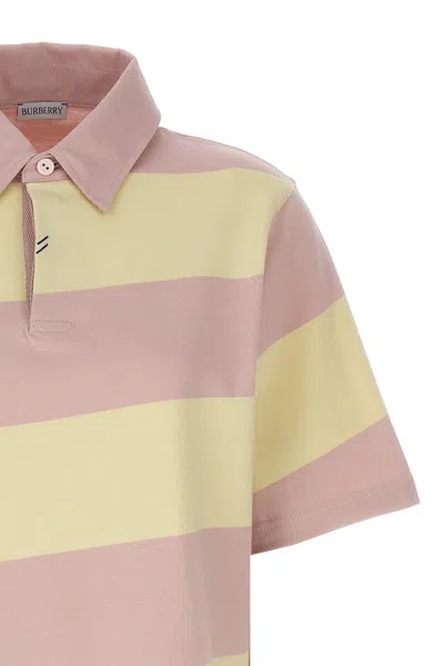 Shop Burberry Women Logo Striped Polo Shirt In Multicolor