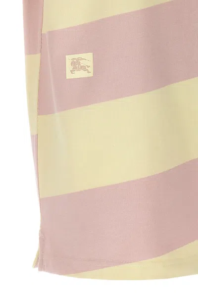 Shop Burberry Women Logo Striped Polo Shirt In Multicolor