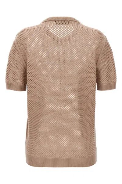 Shop Fendi Men Mesh Sweater In Cream