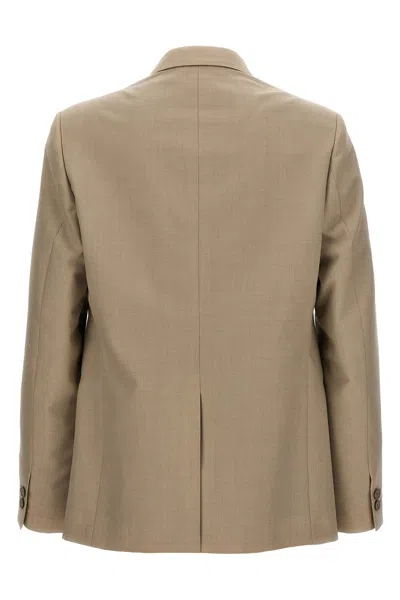 Shop Fendi Men Single-breasted Wool Blazer In Cream