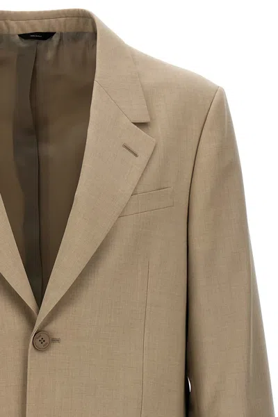 Shop Fendi Men Single-breasted Wool Blazer In Cream