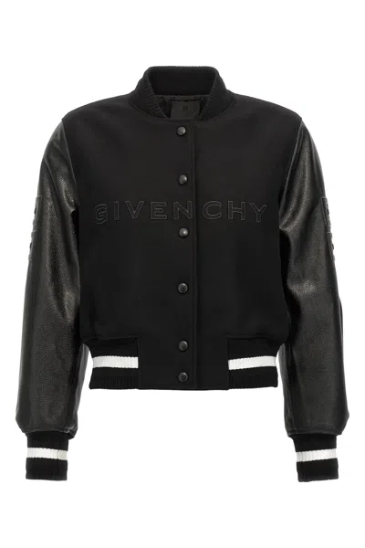 Shop Givenchy Women Cropped Logo Bomber Jacket In Multicolor