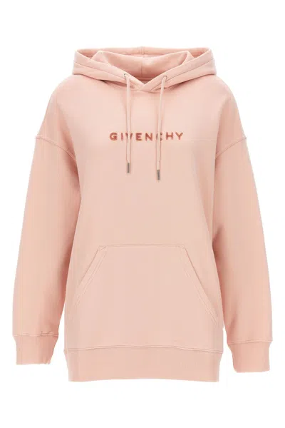 Shop Givenchy Women Flocked Logo Hoodie In Pink