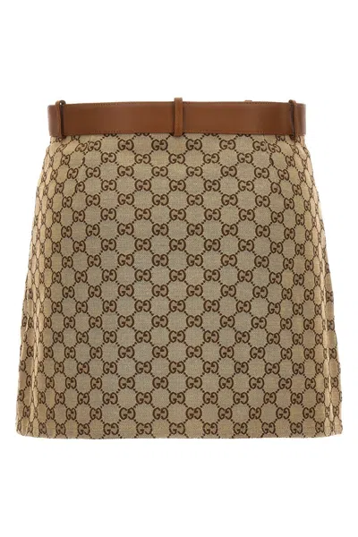 Shop Gucci Women 'gg' Skirt In Cream