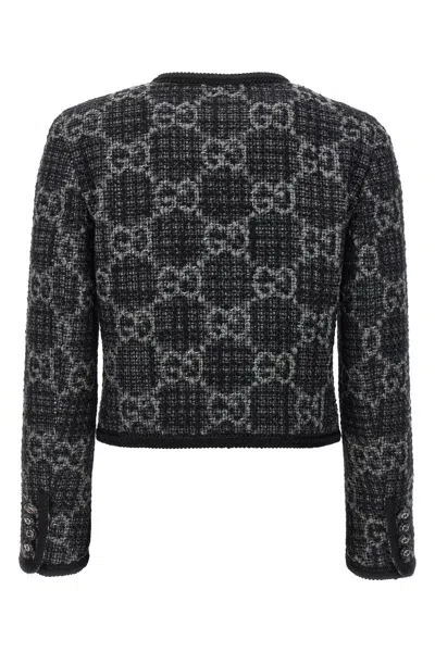 Shop Gucci Women Gg Tweed Jacket In Gray