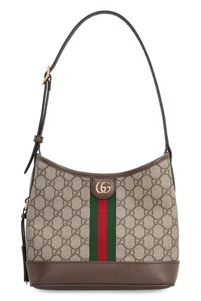 Shop Gucci Ophidia Gg Small Shoulder Bag In Beige