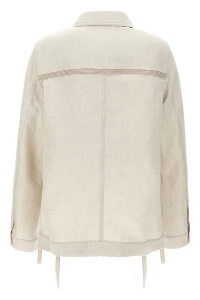 Shop Loewe Women 'anagram' Jacket In Cream