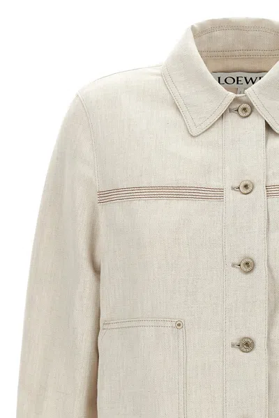 Shop Loewe Women 'anagram' Jacket In Cream