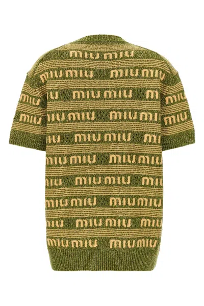 Shop Miu Miu Women Logo Sweater In Green