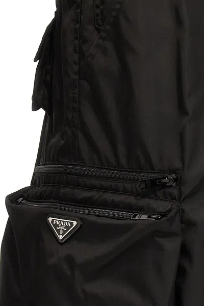 Shop Prada Men Cargo Re-nylon Bermuda Shorts In Black
