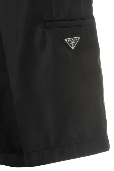 Shop Prada Men Re-nylon Bermuda Shorts In Black