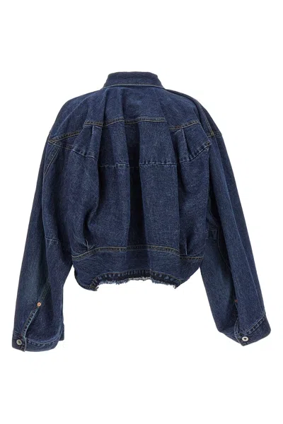 Shop Sacai Women Cut-out Denim Jacket In Blue