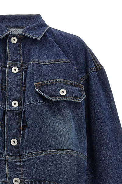 Shop Sacai Women Cut-out Denim Jacket In Blue