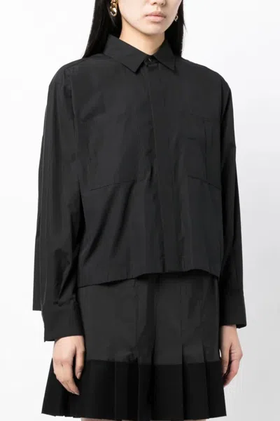 Shop Sacai Women Pleated Shirt In Black
