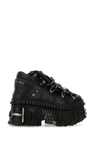 Shop Vetements Unisex Black Leather New Rock Sneakers