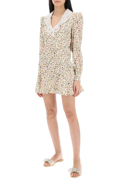 Shop Alessandra Rich Mini Dress With Lace Collar