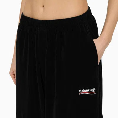 Shop Balenciaga Black Chenille Sports Trousers With Logo