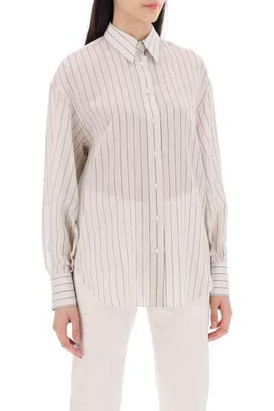 Shop Brunello Cucinelli Lightweight Sparkling Stripe Shirt
