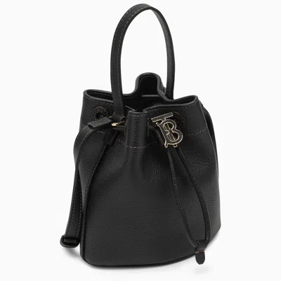 Shop Burberry Tb Mini Black Leather Bucket Bag
