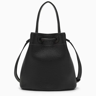 Shop Burberry Tb Mini Black Leather Bucket Bag