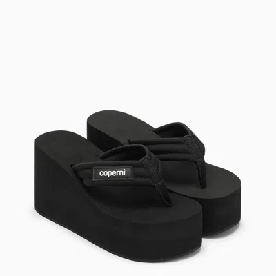 Shop Coperni Black Wedge Sandal With Logo