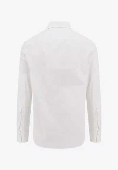 Shop Valentino Button-down Long-sleeved Shirt In White