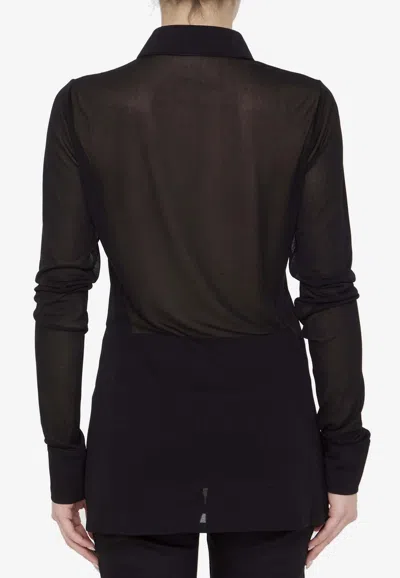 Shop Saint Laurent Button-up Mesh Shirt In Black