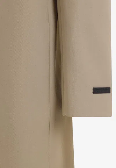 Fear Of God Mens Dusty Beige Brand-patch Double-breasted Relaxed-fit Wool Blazer In Beige