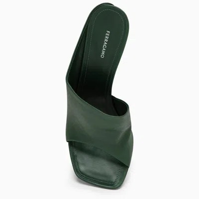 Shop Ferragamo Forest Green Slide With Curved Heel