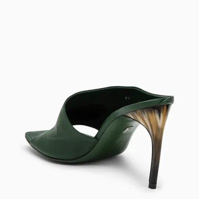 Shop Ferragamo Forest Green Slide With Curved Heel