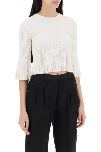 Shop Loulou Studio Silk And Cotton Knit Ammi Crop Top In