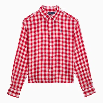 Shop Polo Ralph Lauren White/red Linen Checked Shirt