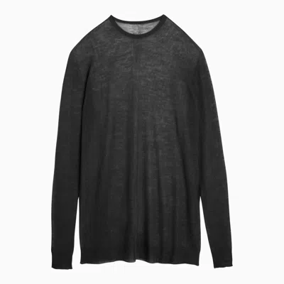 Shop Rick Owens Black Semi Transparent Wool Sweater